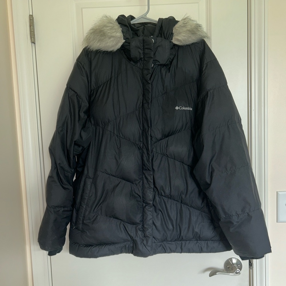 Columbia Black Jacket with Faux Fur Trim